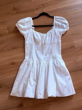 Hollister White Puff Sleeve Mini Dress- Medium